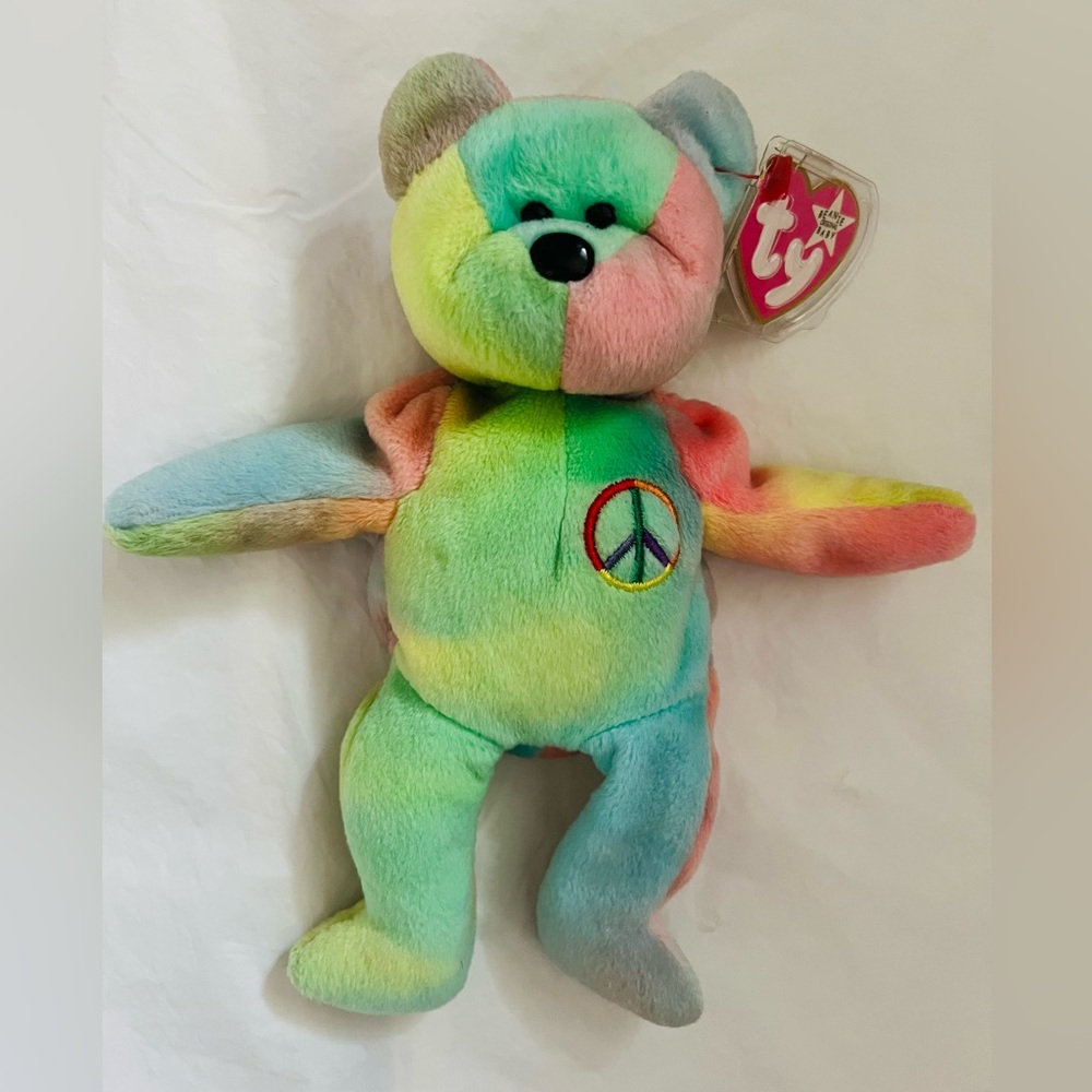 TY Beanie Baby Peace Bear 1996 – GASPORT Tag Error – MWMT – PE Pellets – CE